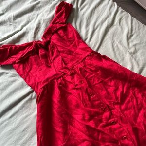 Reformation red off the shoulder bow sundress